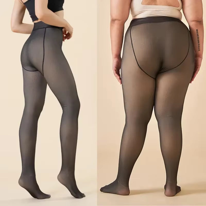 Thicken Warm Tights for Women Winter Thermal Stockings Leggings Sexy Translucent Fleece Velvet Tights Pantyhose Female Pants