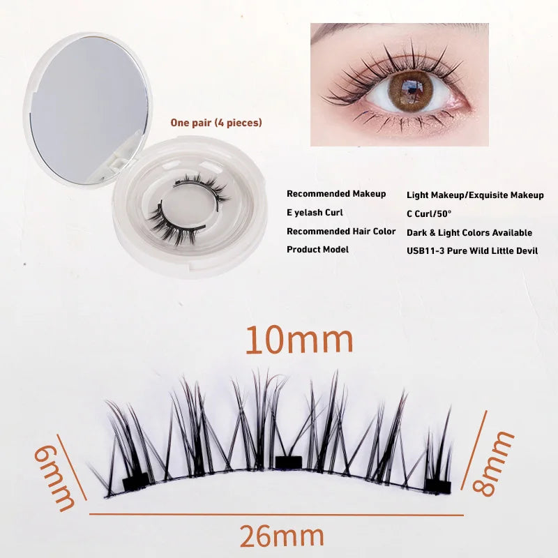 Magnetic Eyelashes Handmade 3D Natural Magnetic False Eyelashes Reusable Magnetic Eyelashes Tweezers Set