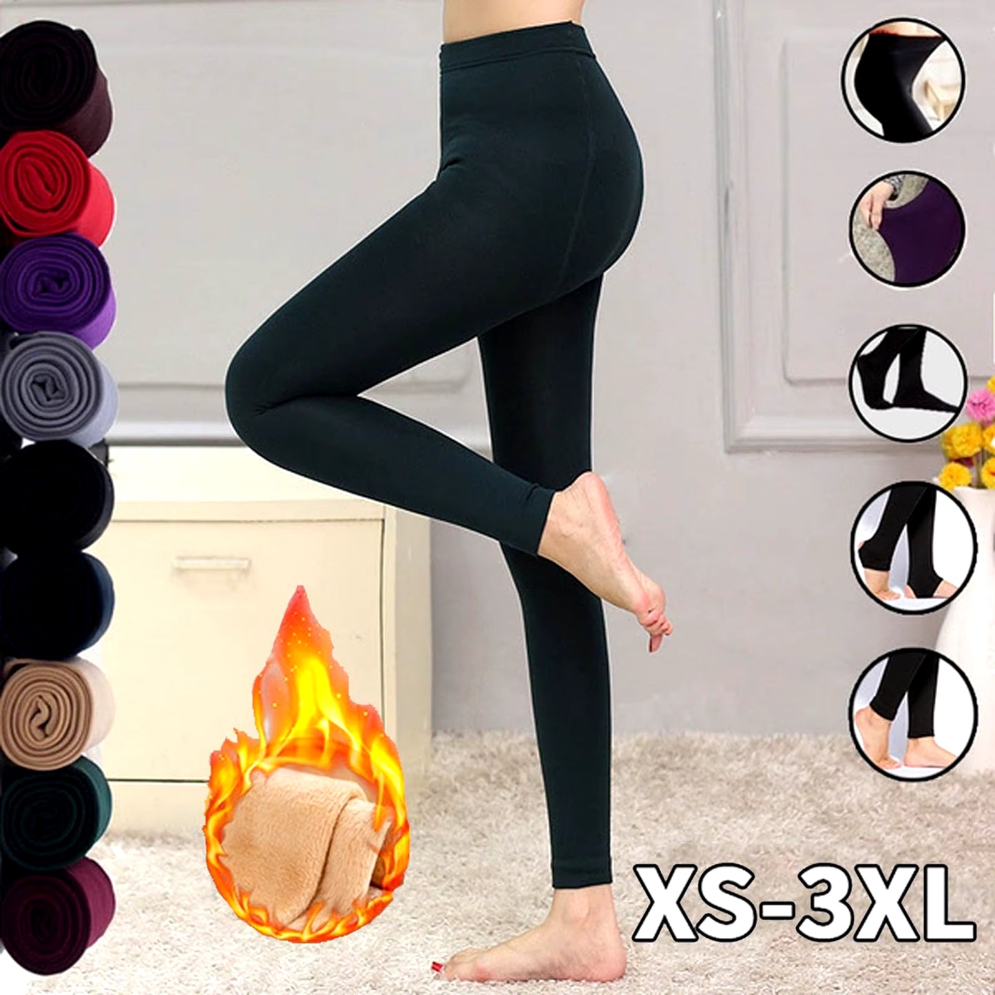 Winter Autumn Woman Thick Warm Leggings Candy Color Brushed Charcoal Stretch Fleece Elastic Pants Leggings Pantalon Штаны
