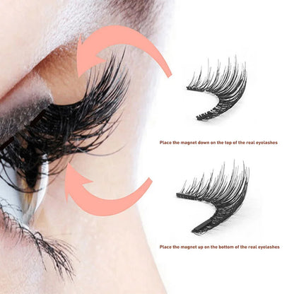 Magnetic Eyelashes Handmade 3D Natural Magnetic False Eyelashes Reusable Magnetic Eyelashes Tweezers Set