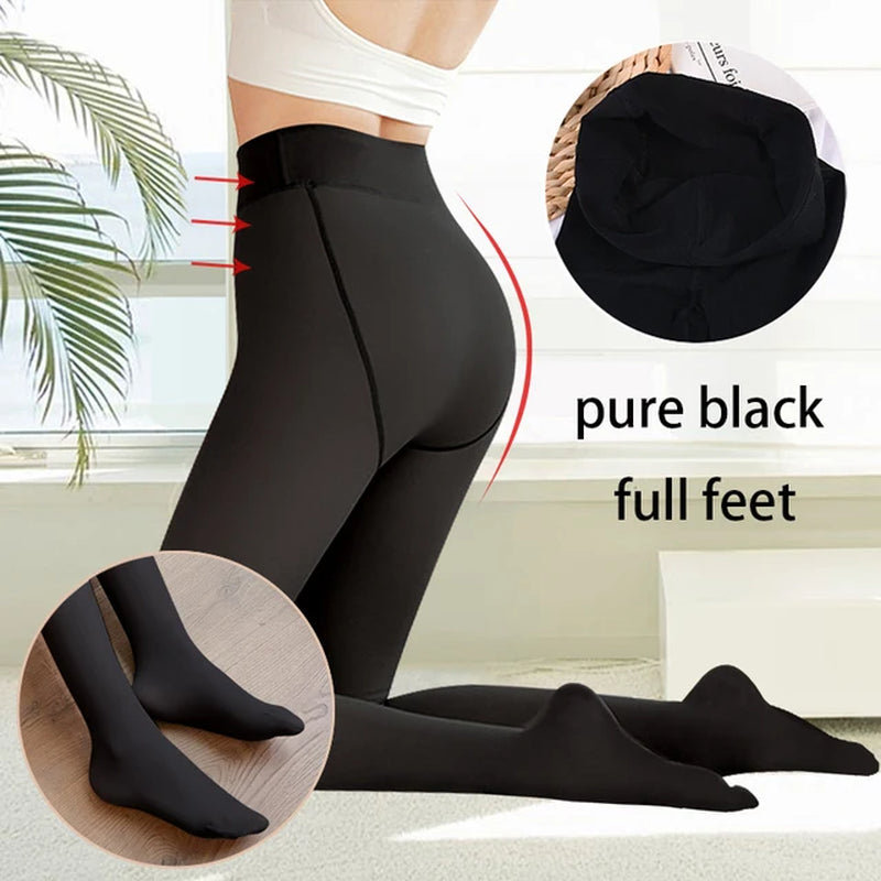 Women'S Fleece Tights Ladies Warm Winter Tights Leggings Thick Fleece Panty Fake Translucent Pantyhose Thermal Stockings Woman