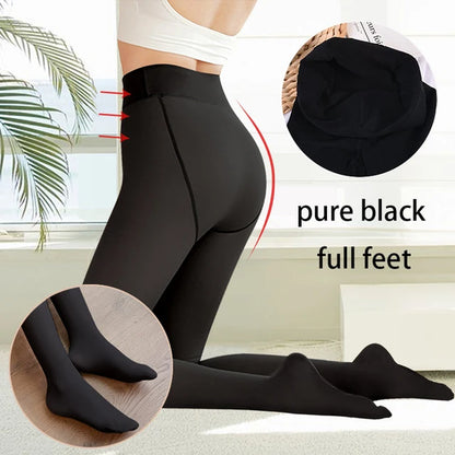 Women'S Fleece Tights Ladies Warm Winter Tights Leggings Thick Fleece Panty Fake Translucent Pantyhose Thermal Stockings Woman