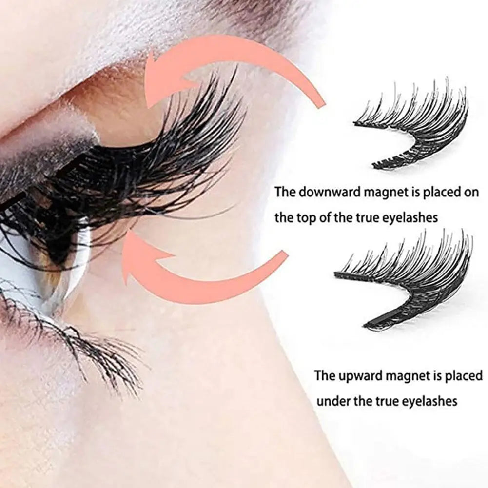 Magnetic False Eyelashes Extension Applicator False Eyelash Tweezer Curler Clip Clamp Makeup Tools with 3D Mink Eyelash