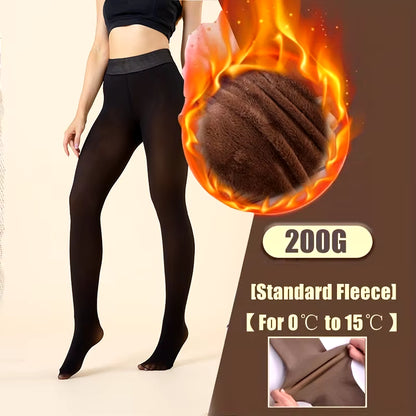 Woman Thermal Tights Sexy Translucent Fleece Leggings Pantyhose Slim Winter Warm Thick Velvet Stockings Female Streetwear Pants