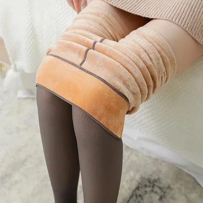 Thicken Warm Tights for Women Winter Thermal Stockings Leggings Sexy Translucent Fleece Velvet Tights Pantyhose Female Pants