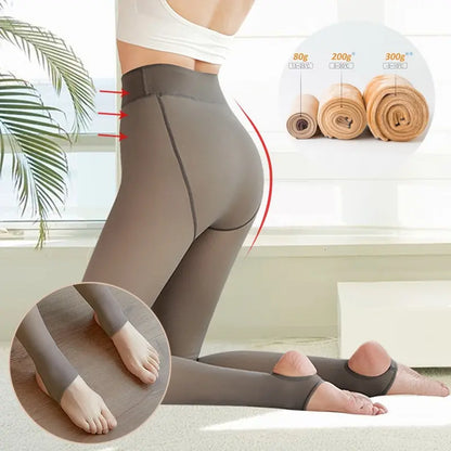 Women'S Fleece Tights Ladies Warm Winter Tights Leggings Thick Fleece Panty Fake Translucent Pantyhose Thermal Stockings Woman